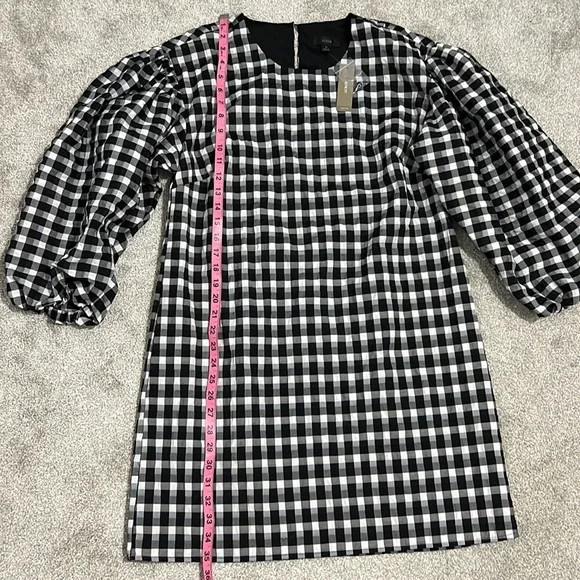 J. Crew Puff Sleeve Mini Dress in Textured Plaid Medium NWT - Picture 12 of 16